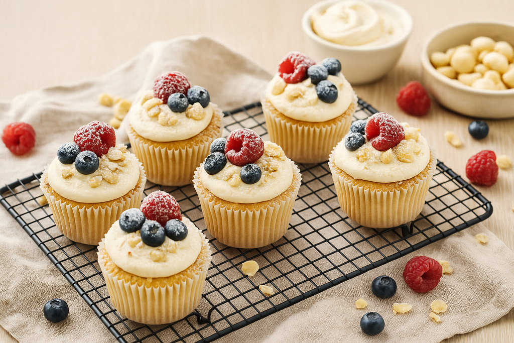 Lemon Spice Macadamia Cupcakes